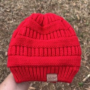 ALEPO FLEECE LINED BEANIE RED COLOR NEW